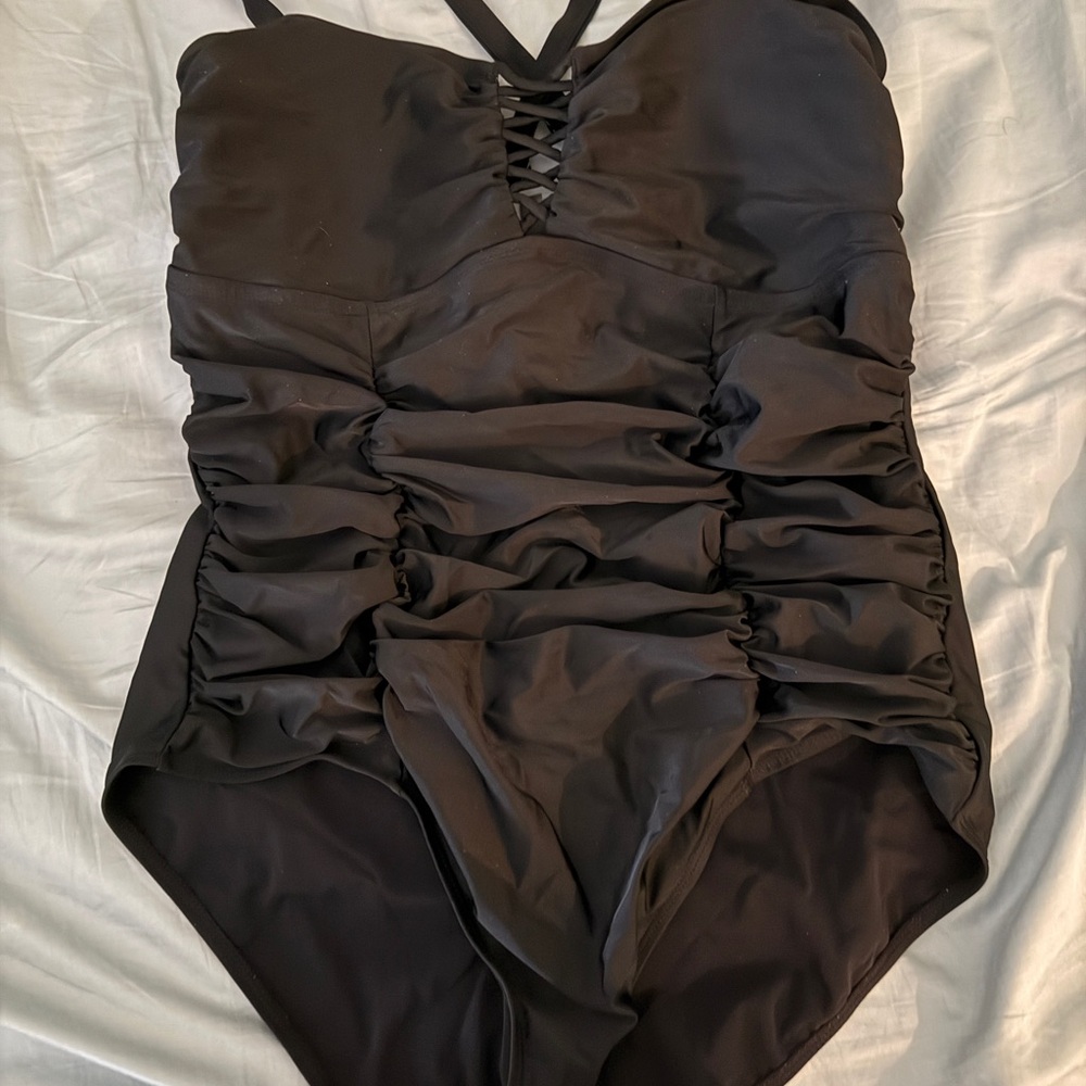 Torrid plus size Classic Black Ruched women's One-Piece Swimsuit